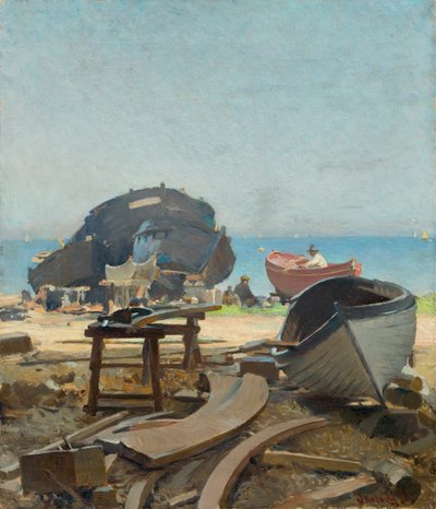 Bau von Fischerbooten. Capo d